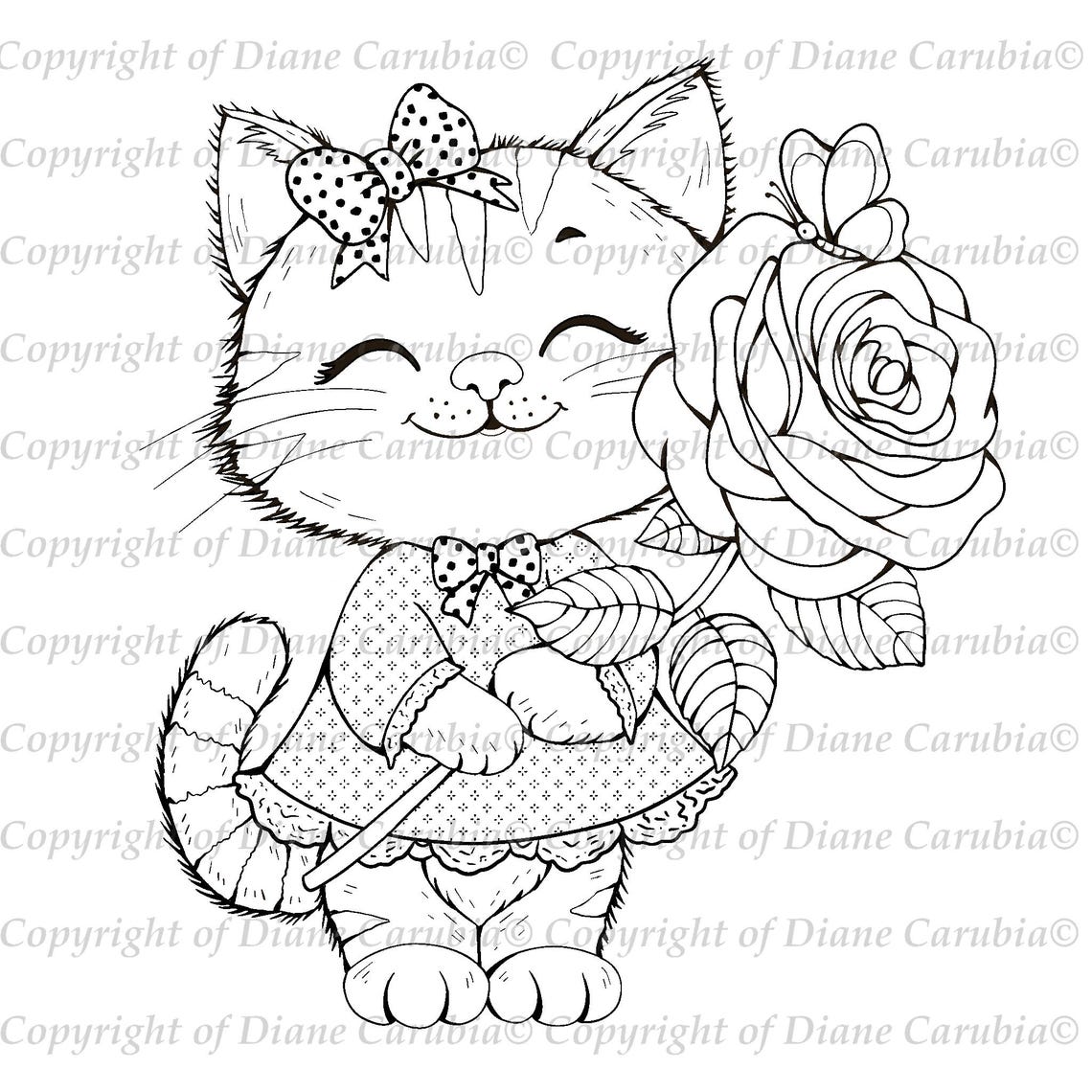 Blossom Whisker, Black and White, Digital Stamp, Printable ...