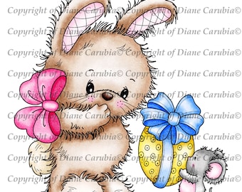 Bunnys Egg Surprise, black and white, easter, digital stamp, printable, cardmaking