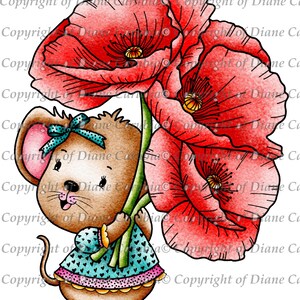 Poppy Mouse Girl, sello digital, descargar, imprimible
