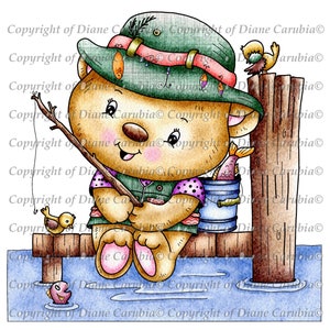 Pêche à l'ours, coloré, fabrication de cartes, imprimable, mignon, garçons