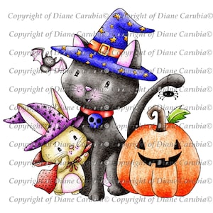 Halloween Cuties, Black and white, cardmaking, printable