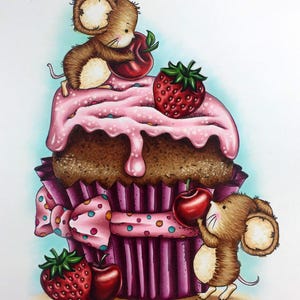 Cupcake Mice, Kit and Clowder, colouring classes, black and white, colouring in, printable