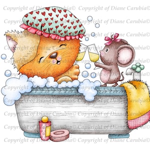 Bathtime Bubble, coloured, digital stamp, digi, cardmaking, printable