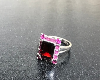 Retro Sterling Silver Purple Gemstone Ring 7