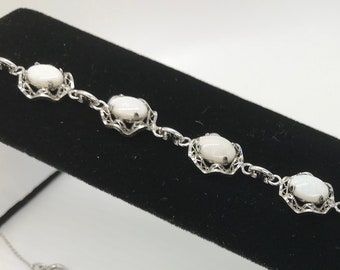 Retro Sterling Silver White Opal Bracelet