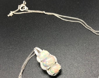 Beautiful Sterling Silver Opal Necklace
