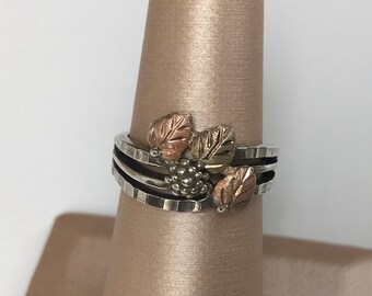 Sterling Silver 10K Gold Leaf Ring 6