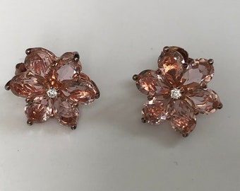 Pretty Sterling Silver Pink Gemstone Earrings