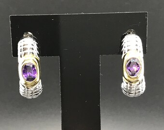 Retro Sterling Silver Amethyst Earrings