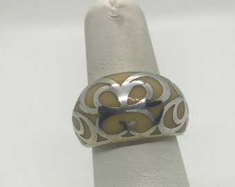 Retro Silver Overlay Ring 7.5