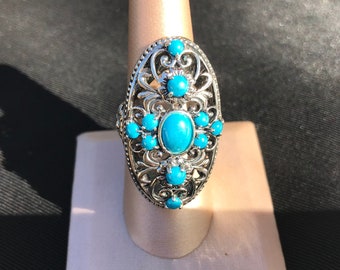 Stunning Sterling Silver Turquoise Ring 8
