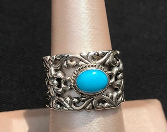 Cool Retro Sterling Silver Turquoise Ring 8