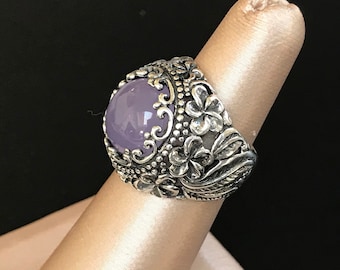 Chic Sterling Silver Purple Moonstone Ring 5