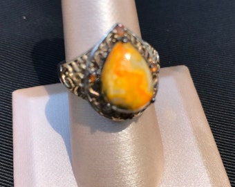 Boho Sterling Silver Jasper Ring 8