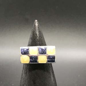 Unique Sterling Silver Enamel Ring 6.5