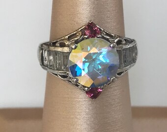 Boho Sterling Silver Iridescent Gemstone Ring 5