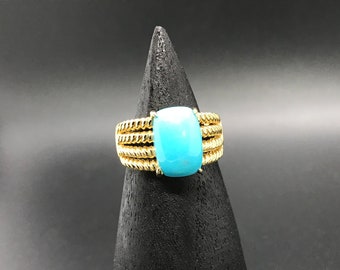 Cool Retro Sterling Silver Turquoise Ring 6