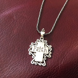 Retro Sterling Silver Faith Necklace