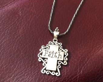 Retro Sterling Silver Faith Necklace