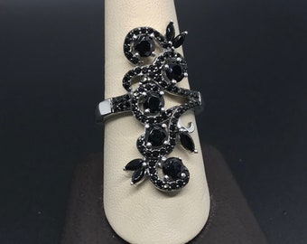 Boho Sterling Silver Garnet Marcasite Ring 9