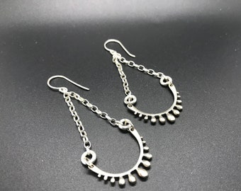 Vintage Boho Sterling Silver Dangle Earrings