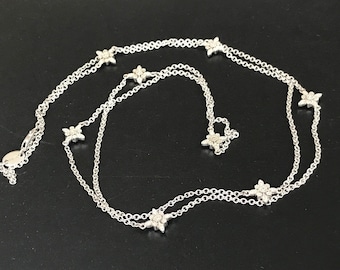 Boho Sterling Silver CZ Long Flower Necklace Leslie