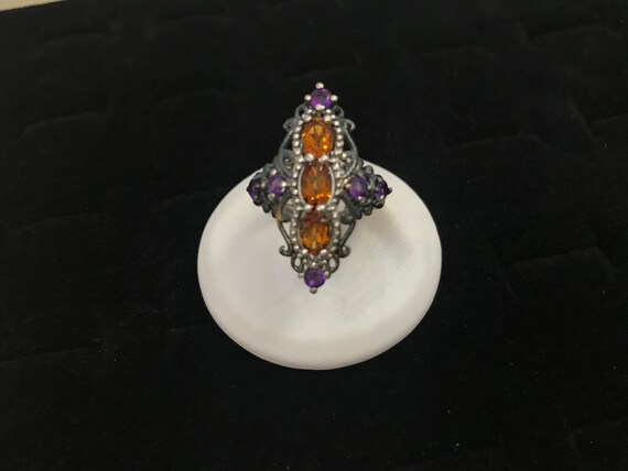 Chic Sterling Silver Multi Gemstone Ring - image 3