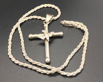 Sterling Silver Cross With Dove Ncklace