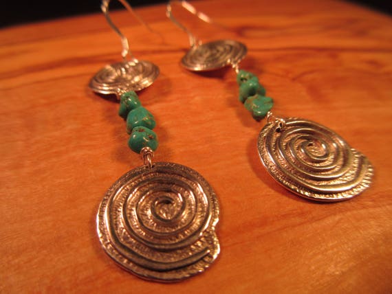 Southwestern Sterling Silver Turquoise Earrings - image 3