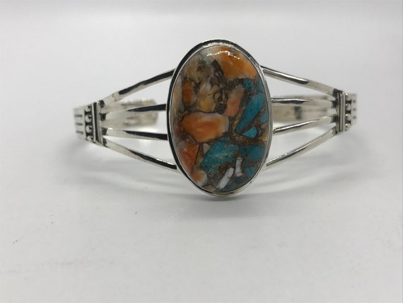 Chic Sterling Silver Multi Stone Cuff Bracelet - image 2