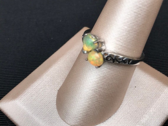 Delicate Sterling Silver Opal Ring - image 1