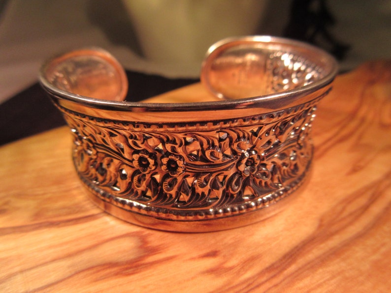 Ornate Vintage Sterling Silver Cuff Bracelet image 3