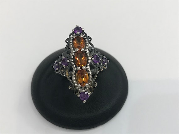 Chic Sterling Silver Multi Gemstone Ring - image 1