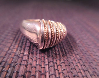Modernist 14K Gold Sterling Silver Braided Ring - 8