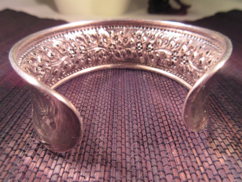 Ornate Vintage Sterling Silver Cuff Bracelet image 2