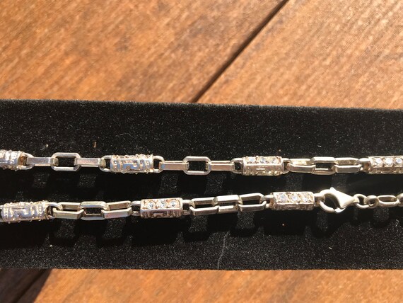 Retro Sterling Silver CZ Chain Necklace - image 2