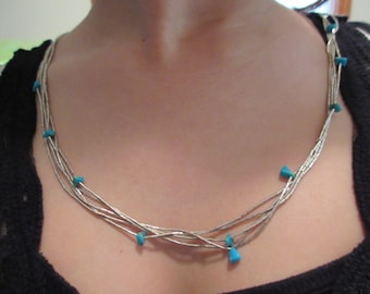 Native American Sterling Silver Turquoise Necklace