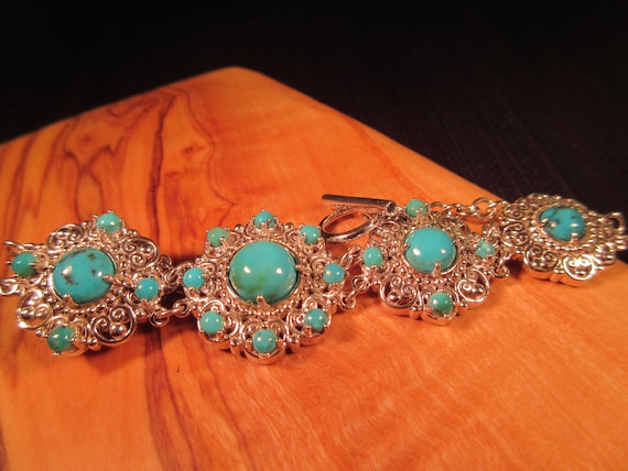 Chic Sterling Silver Turquoise Bracelet - image 1
