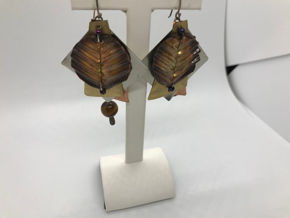 Unique Brass Copper Earrings - image 2