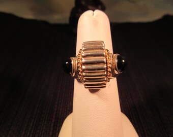 Modernist Sterling Silver Onyx Ring - Filli Menningoti Italy