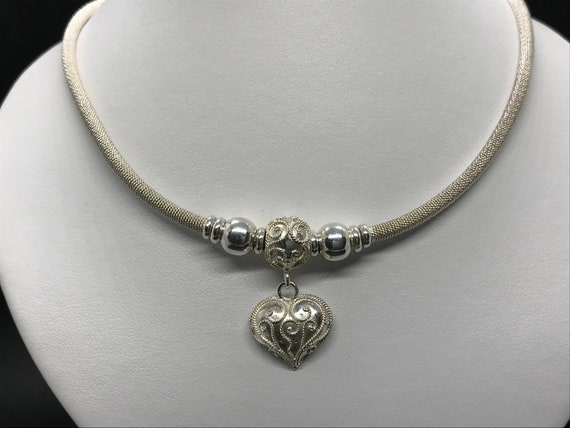 Chic Sterling Silver Heart Necklace - image 1