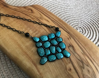 Retro Sterling Silver Turquoise Necklace