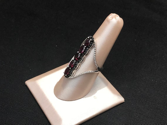 Chic Sterling Silver Garnet Ring STS 8 - image 2