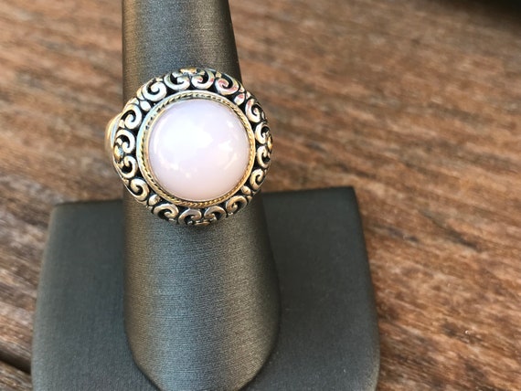Retro Sterling Silver 18K Pink Gemstone Ring 8 - image 4