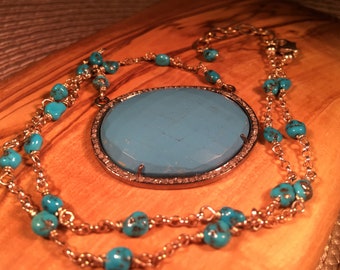 Cool Boho Sterling Silver Turquoise Necklace