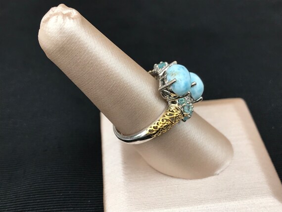 Boho Sterling Silver Larimar Ring 8 - image 5