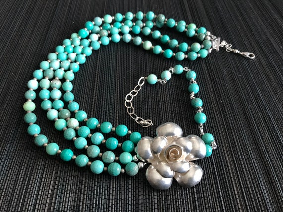 Unique Sterling Silver Turquoise Necklace - image 1