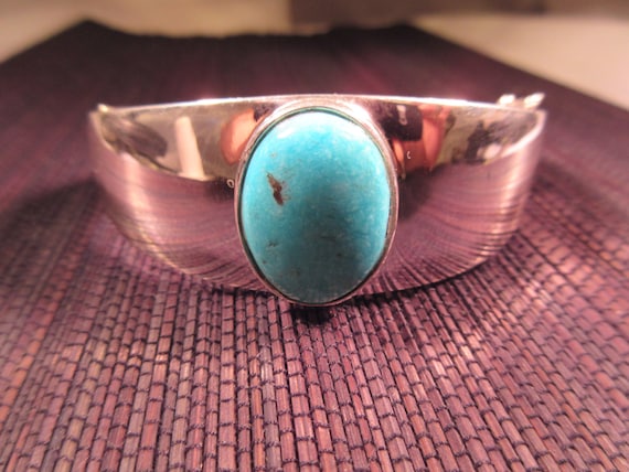 Cool Tribal Sterling Silver Turquoise Bracelet - image 1