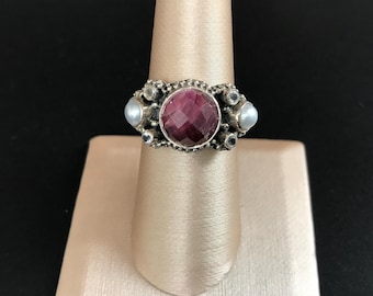 Boho Sterling Silver Multi Gemstone Ring India 7