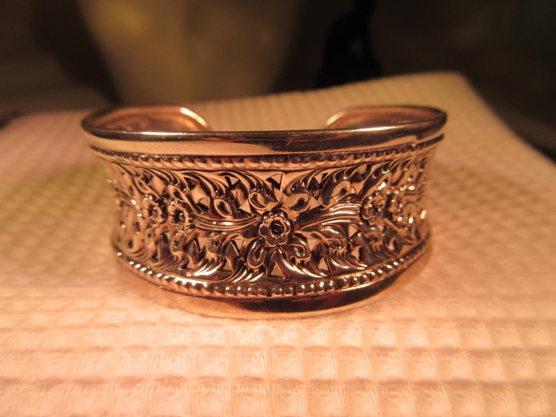 Ornate Vintage Sterling Silver Cuff Bracelet image 5